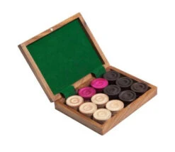 Coffret Palissandre Avec 24 Pions Carrom Carambole - Palets Bois