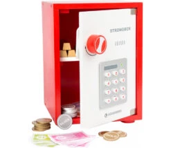 Coffre Fort En Bois Avec Argent Factice - 68 Pièces.