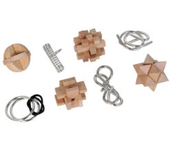 Coffret 8 Casse-tête Bois Et Métal - 3 Niveaux De Difficulté