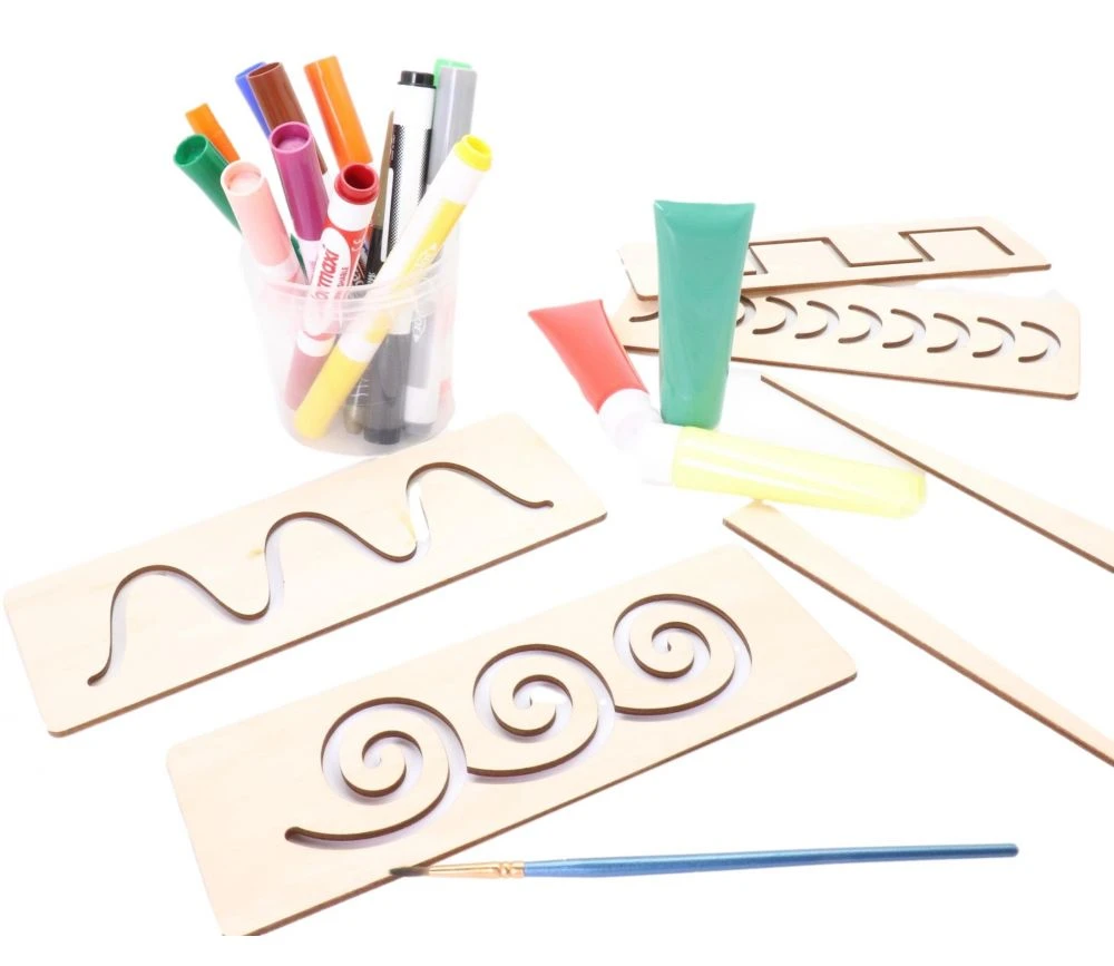 Coffret De Traçage 12 Pochoirs En Bois Montessori – Image 3