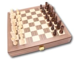 Coffret Echecs-dames-backgammon En Bois 29 Cm Marqueté