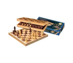 Coffret Jeu D'échec 30 Cm Pliable : 1 Plateau Bois + 32 Pièces Bois