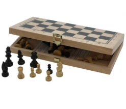 Coffret Jeu D'échecs En Bois Complet Plateau Pliable + 32 Pièces - Fabriqué En France