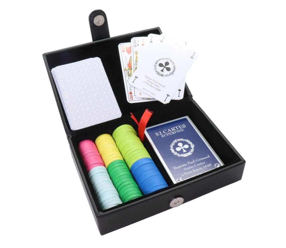 Coffret Jeu De Belote Luxe Avec Cartes Et Jetons Bois Façon Cuir - Grimaud – Image 9