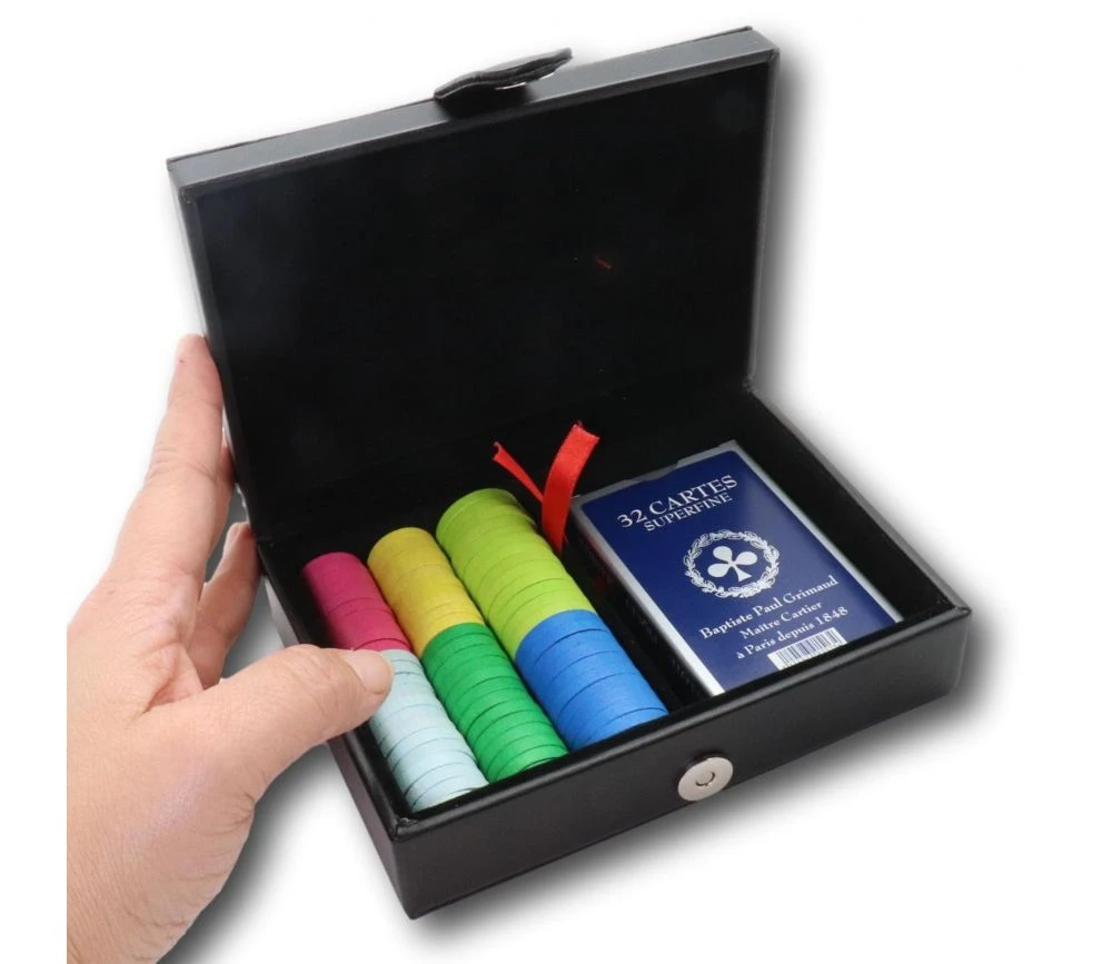 Coffret Jeu De Belote Luxe Avec Cartes Et Jetons Bois Façon Cuir - Grimaud – Image 10