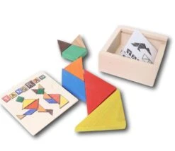 Coffret Tangram Bois Coloré Fabrication France