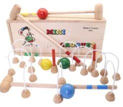 Mini Croquet En Bois 4 Joueurs TABLE Ou Intérieur En Coffret