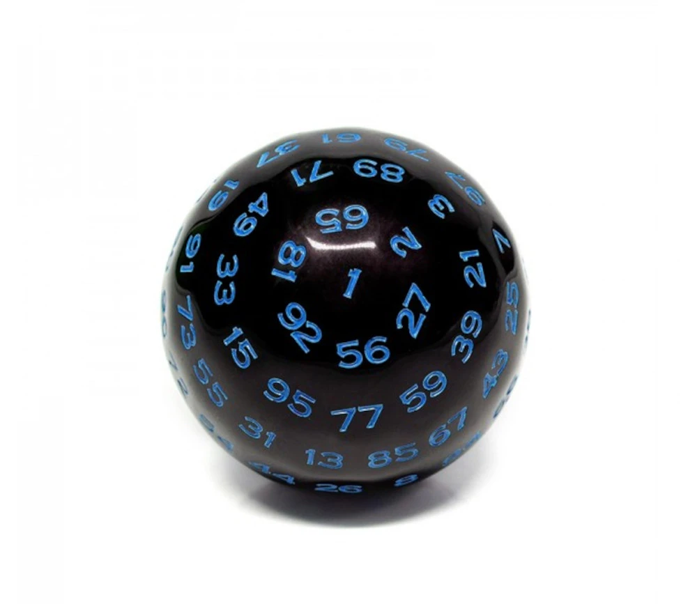 Dé 100 Faces Noir Et Bleu D100 De Jeu