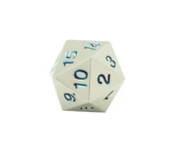 Dé Compteur 20 Faces En Métal Argenté Chiffres Bleus 22 Mm