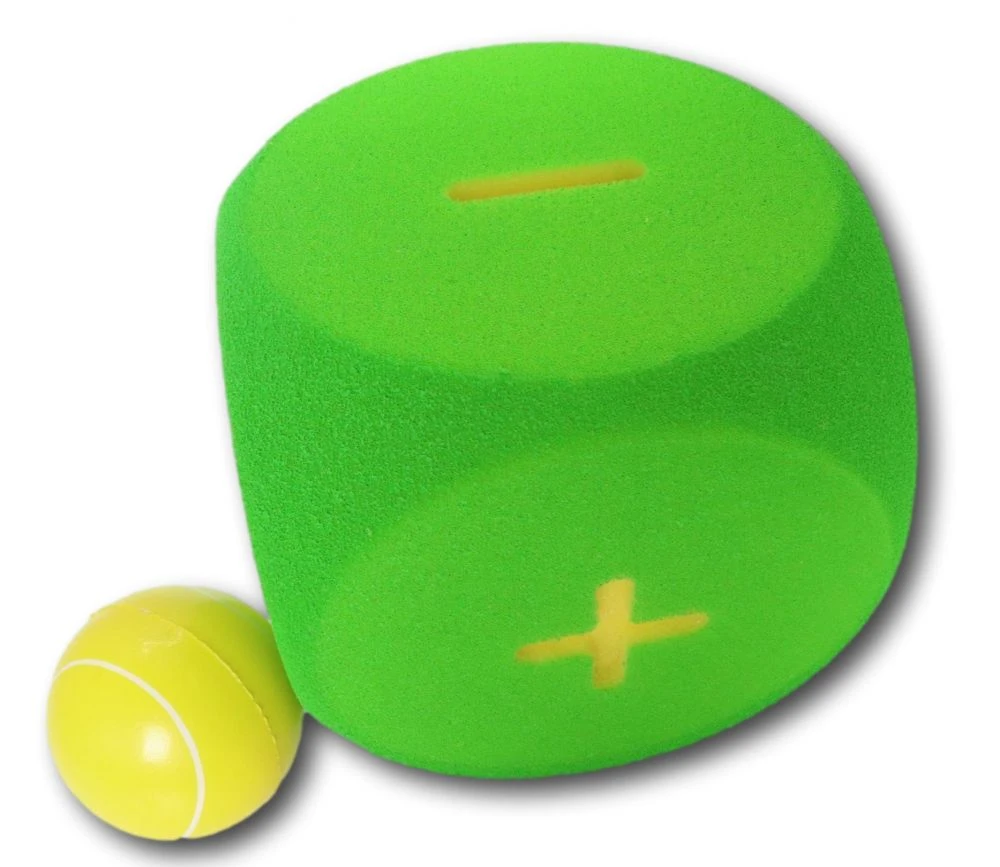Dé Géant PLUS MOINS + - Mousse 16 Cm Tactile Vert – Image 2