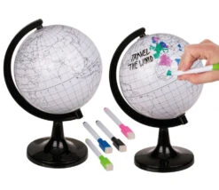 Mini Globe Terrestre Sur Pied à Colorier Avec 4 Feutres Effaçables
