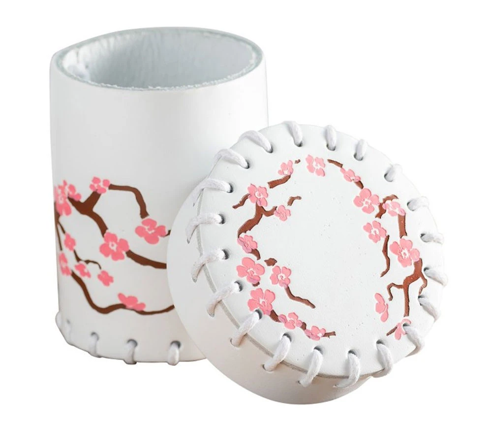 Gobelet Lancer Dés En Cuir Blanc Thème Japonais – Image 3