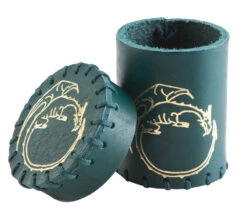 Gobelet Lancer Dés En Cuir Dragon Turquoise Et Or
