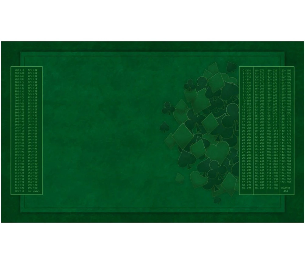 Grand Tapis Belote 100 X 60 Cm Pour Jeu Vert Classique + Grille Points