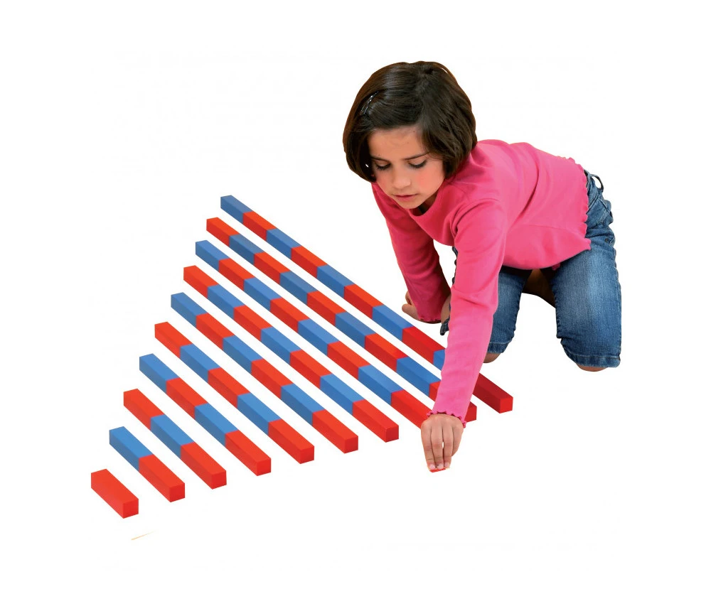 Grandes Barres Numériques Montessori Bois Rouge Et Bleu (1 Mètre)
