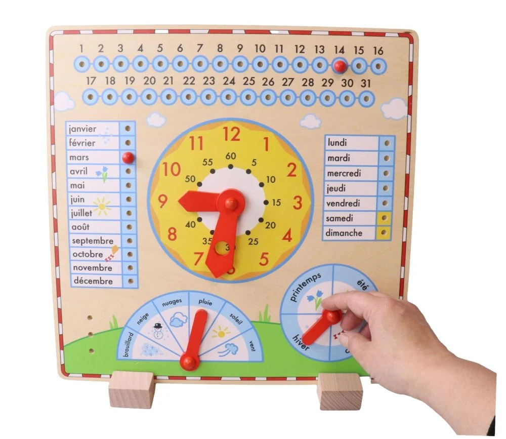Calendrier Horloge En Bois 35 Cm – Image 2