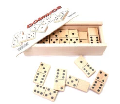 Coffret Jeu Dominos Bois Standard 6 X 2.8 Cm - Fabriqué En France