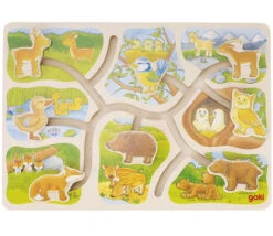 Jeu En Bois Où Est Mon Petit ? Puzzle à Pousser Les Bébés Animaux