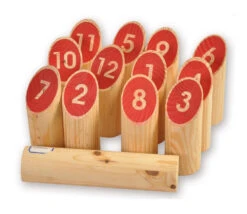 Jeu Quilles Finlandaises En Bois Numérotées 1 à 12 Avec Sac