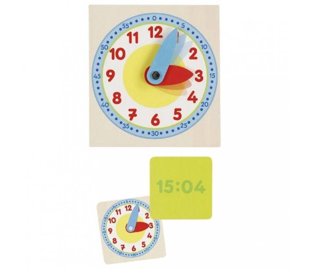 Apprentissage De L'heure En Bois - Horloge + 12 Cartes Jeu – Image 2