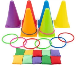 KIT Jeux Adresse 26 Pièces : Cônes, Anneaux, Mini Sacs De Lancer