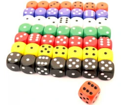 Lot 50 Dés à Jouer Multicolores 18 Mm Points De 1 à 6