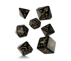 Lot De 7 Dés Japonais Multifaces Deep Night Firely Noir Et Or