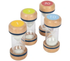 Pack 4 Sabliers XL En Bois 1, 3, 10, 30 Minutes - 14 Cm De Haut