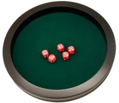 Piste De Dés PRESTIGE 36 Cm Verte Et Noire Tour Cuir Avec 5 Dés