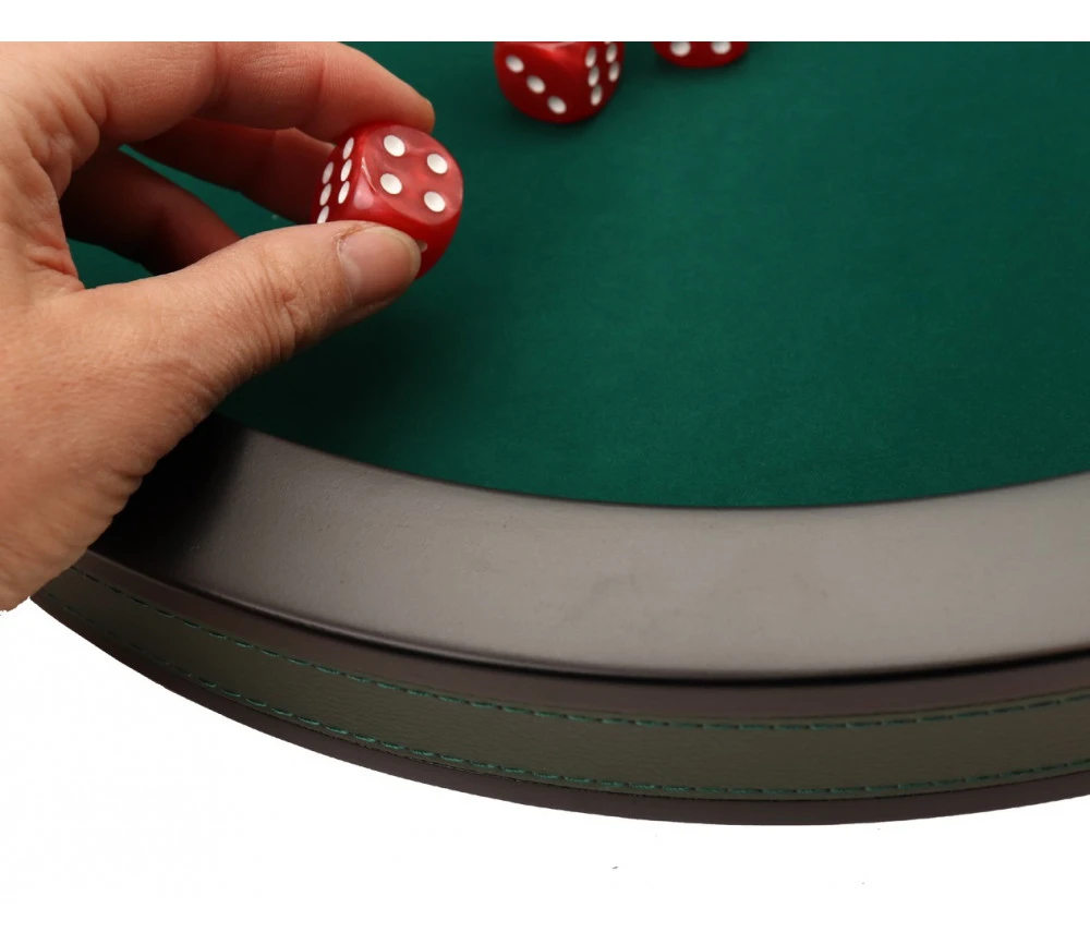 Piste De Dés PRESTIGE 43 Cm Verte Et Noire Tour Cuir Avec 5 Dés De Jeux – Image 3