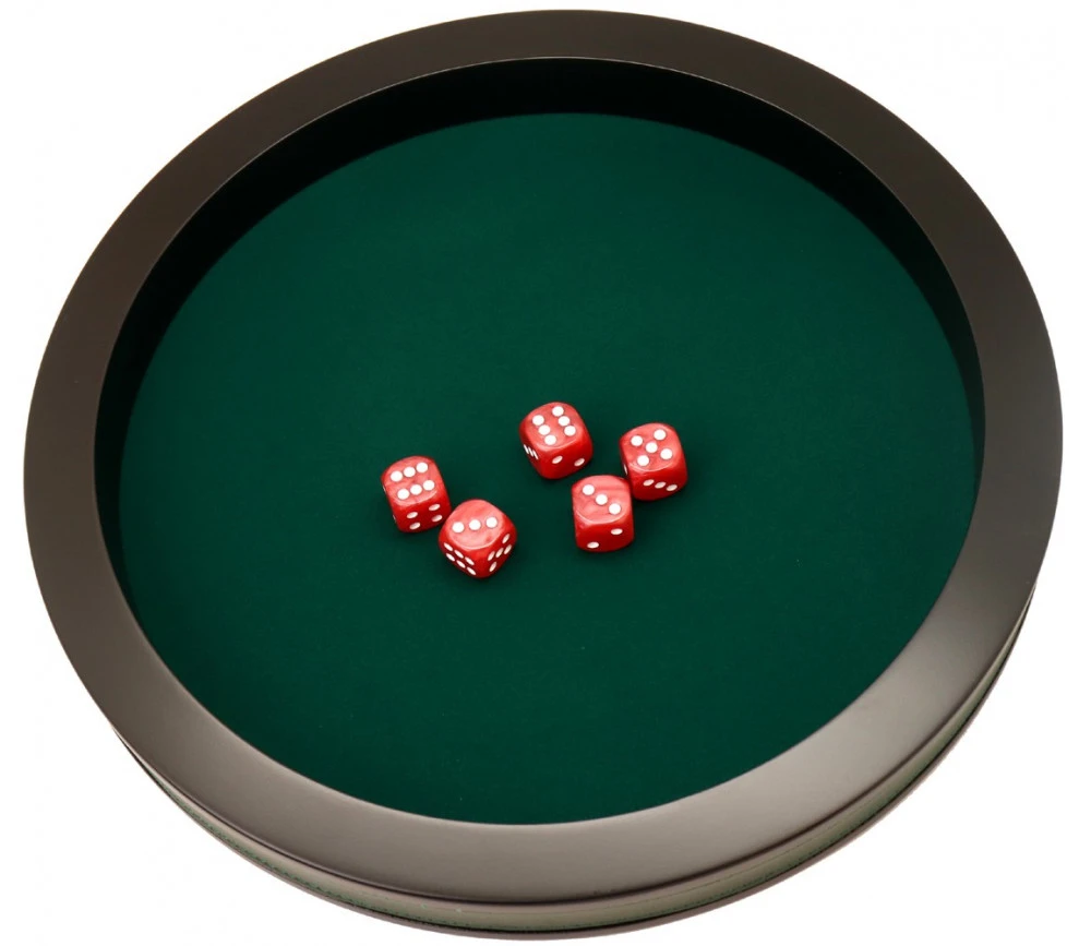 Piste De Dés PRESTIGE 43 Cm Verte Et Noire Tour Cuir Avec 5 Dés De Jeux – Image 5
