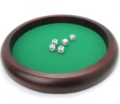 Piste Dés Bois Marron 35 Cm Pour Jeu Avec 5 Dés