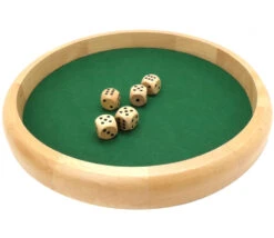 Piste Dés En Bois Ronde 40 Cm Avec 5 Dés Bois
