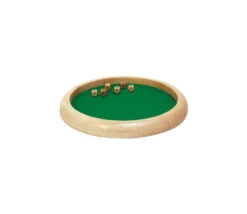 Piste Dés En Bois Ronde De 35 Cm Avec 5 Dés Bois