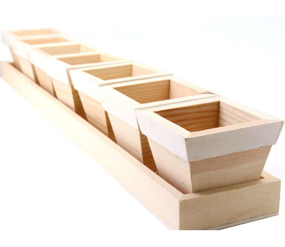 Plateau Long Avec 7 Petits Pots 6.5 Cm En Bois – Image 2