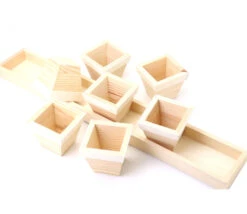 Plateau Long Avec 7 Petits Pots 6.5 Cm En Bois