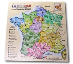 Puzzle Bois Carte De France Dans Cadre 29,9 Cm