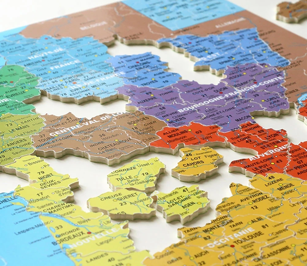 Puzzle Bois Carte De France Des Départements 100 Pièces – Image 2