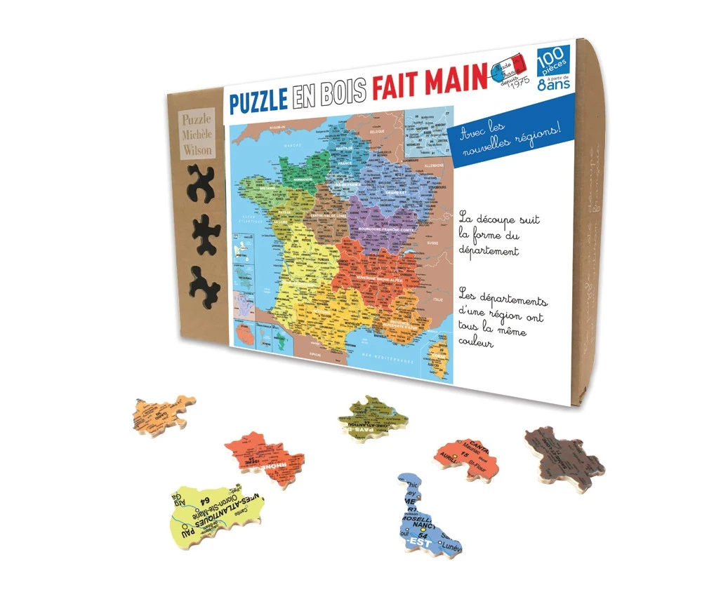 Puzzle Bois Carte De France Des Départements 100 Pièces