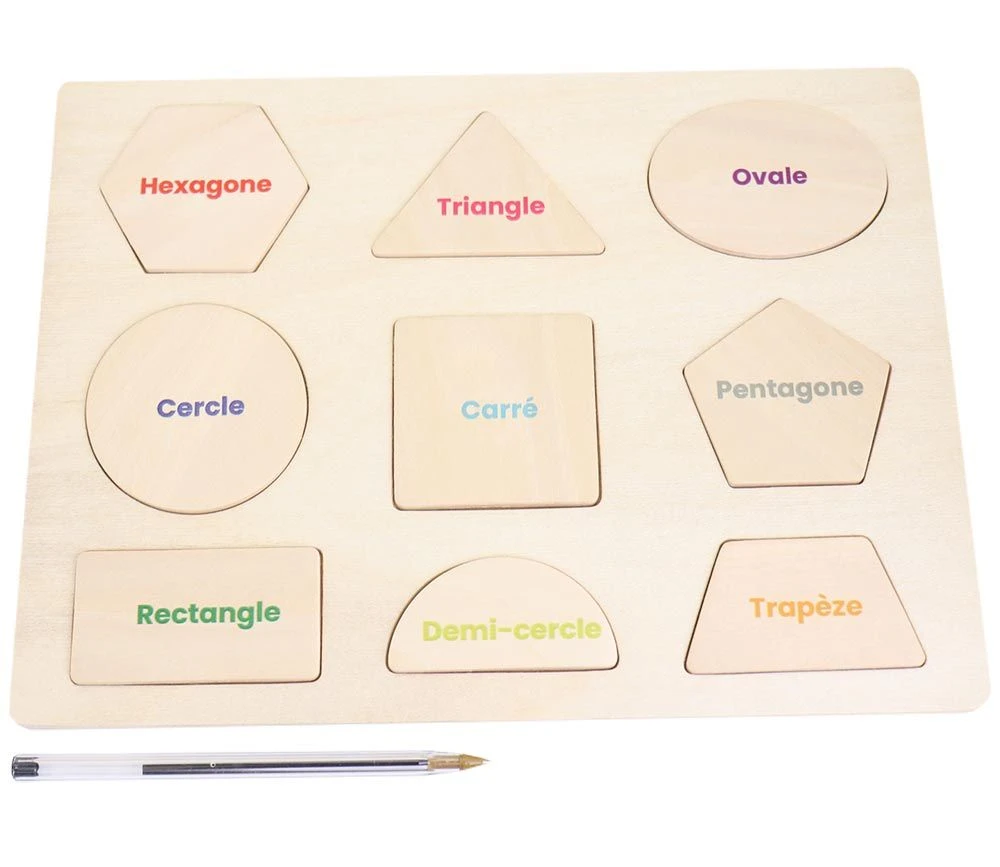 Puzzle En Bois 9 Formes Géométriques – Image 4