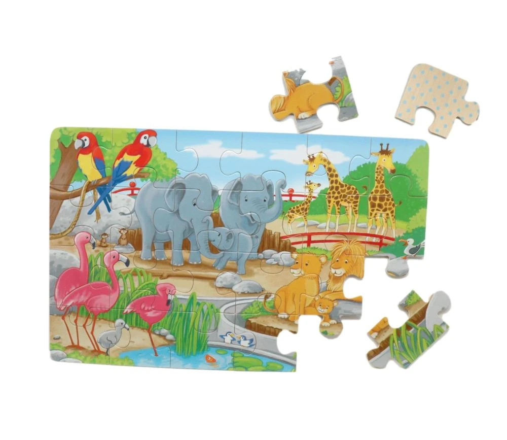 3 Puzzles 24 Pièces En Bois Animaux 27 X 17 Cm – Image 3