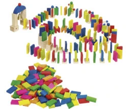 Rallye Dominos Bois Arc En Ciel - 247 Tuiles De 4 X 2.2 Cm