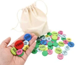 Sac 100 Jetons Bois De 5 à 1000 Mise Pour Jeux Belote/tarot