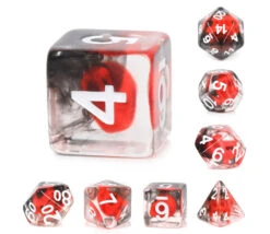 Set 7 Dés Multi-faces Flame Skull Rouge Et Noir