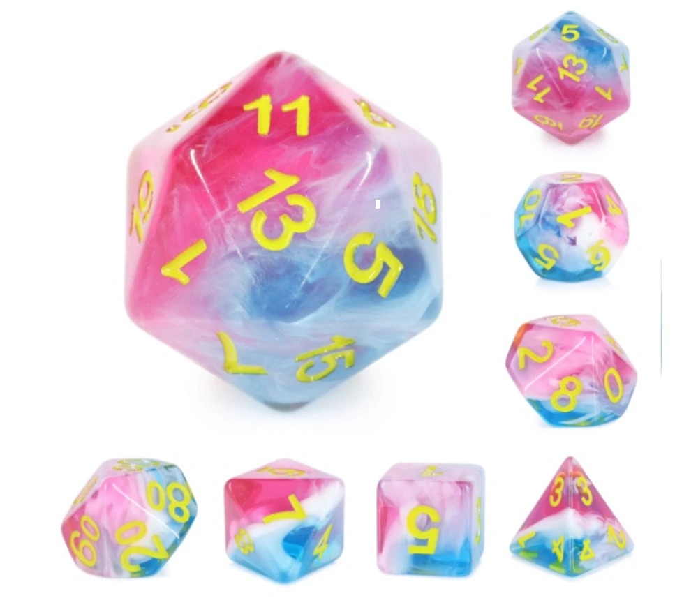 Set 7 Dés Multi-faces - Glacier Rose