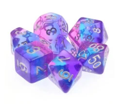 Set 7 Dés Multi-faces Purple Sky Translucides