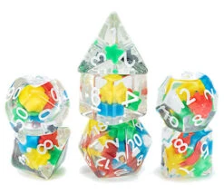 7 Dés Multifaces Avec Mini Meeples à L'intérieur