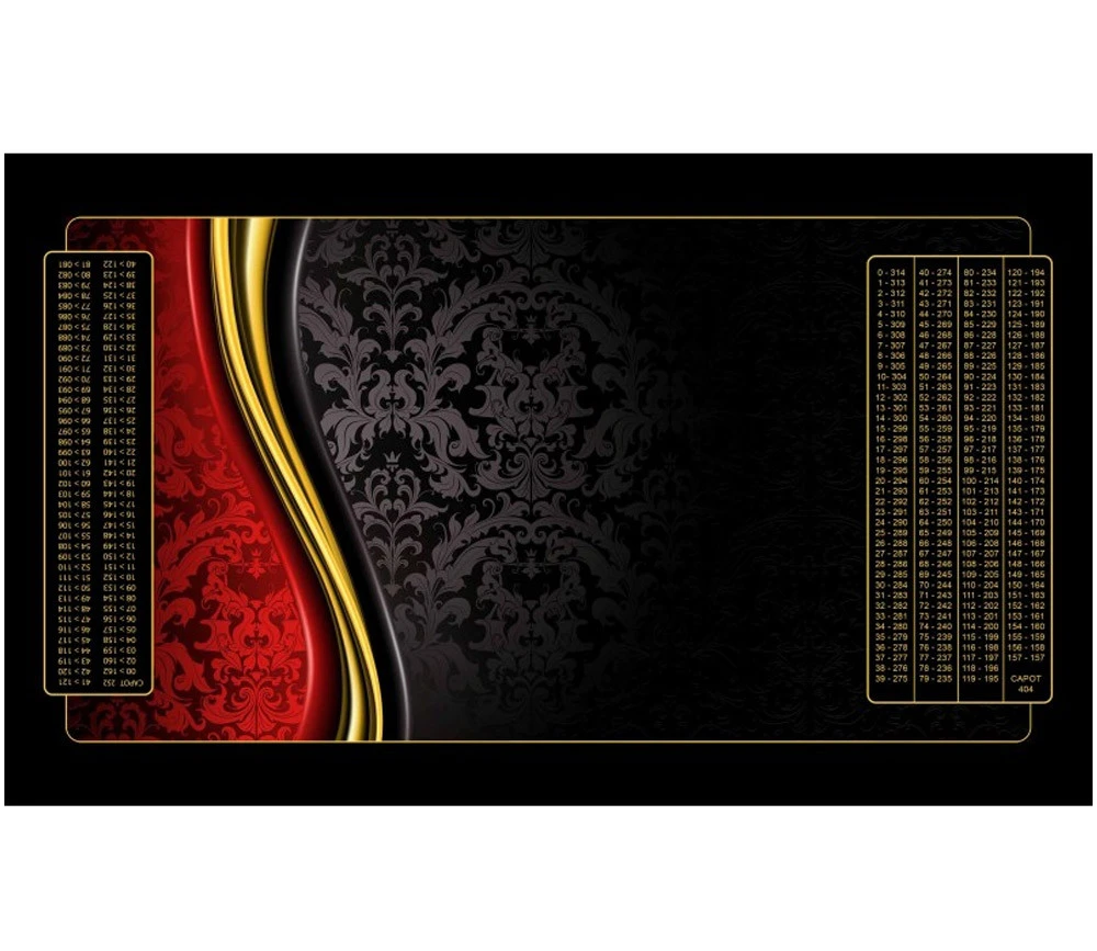 Tapis Belote 100 X 60 Cm Noir Rouge Et Or Grille Points Joueurs – Image 2