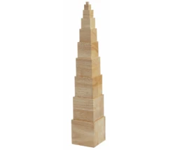 Tour Bois Naturel Montessori - 10 Cubes En Bois