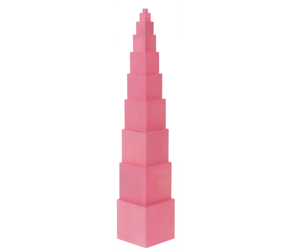 Tour Rose Montessori - 10 Cubes En Bois